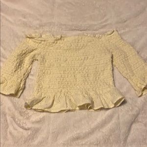 AE Cropped Off-Shoulder Peplum Top